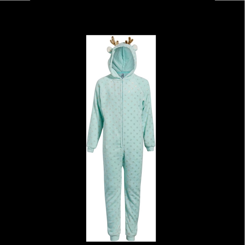 Limited TOO Girls 14/16 One Piece Reindeer Pajamas